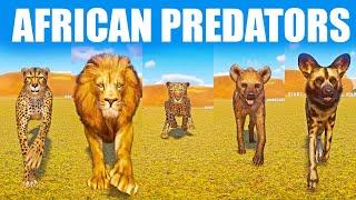 African Predators Speed Race in Planet Zoo included Hyena, Lion, Cheetah, Leopard, Dog