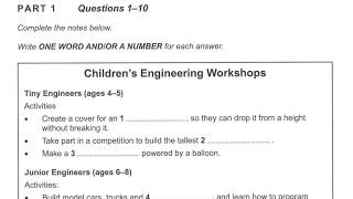 Cambridge IELTS Book 16 Listening Test 1 | with Answer Keys | Children engineering workshops