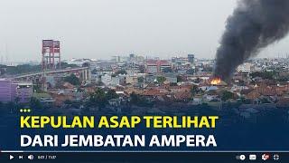 Kebakaran di Lorong Ayam 10 Ulu Palembang, Kepulan Asap Terlihat dari Jembatan Ampera