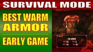 Skyrim SURVIVAL MODE Gameplay - How to Get the BEST WARM ARMOR & CLOTHING Early Game!