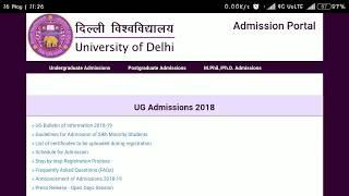 Delhi University DU UG Admission Online Form 2018"Notification check description"