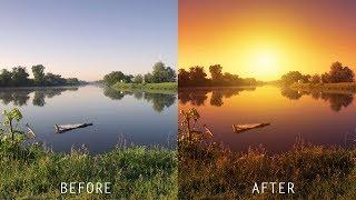 How to Create Realistic Sunset Effect in Photoshop - Turn Day Photo into Golden Evening