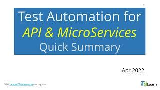 Quick Summary API and MicroServices Test Automation using JavaRESTAssured and KarateAPI