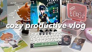 cozy productive vlog  studying tips, blindboxes, packing orders, kinich banner