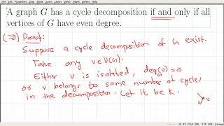 Video_25: Cycle Decomposition iff all vertices have even degree