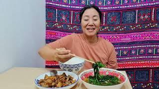 Stir-Fried Kale with Pork Mukbang – Delicious & Satisfying ASMR Eating Sounds!