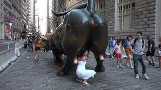 [4K] Charging Bull at Broadway near Wall Street in Manhattan New York USA Walking Tour