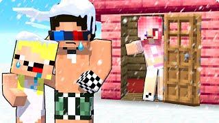  WE GOT KICKED OUTSIDE IN WINTER IN MINECRAFT!