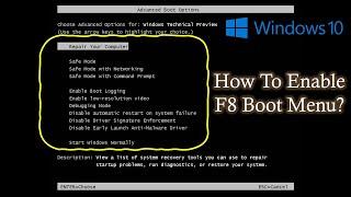 How To Enable F8 Boot Menu in Microsoft Windows 10 Tutorial