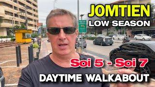 Jomtien Soi 5 and Soi 7 Daytime Walkabout. Living in Jomtien Pattaya Thailand 