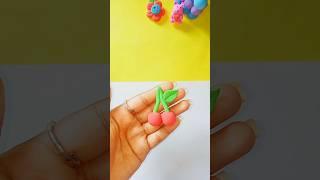 How to make cherry with clay #clay #artandcraft #diy #shorts