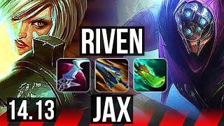 RIVEN vs JAX (TOP) | 9 solo kills, Legendary, 18/2/1, 1000+ games | EUW Diamond | 14.13