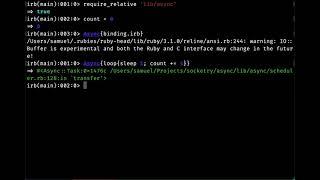 Asynchronous Interactive Ruby (IRB) using the Fiber Scheduler.