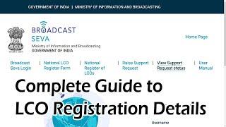 English - How to Apply - National Register Number of LCOs in BROADCAST SEVA MIB Website