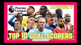 PREMIER LEAGUE TOP 10 GOAL SCORERS 2024/25 TODAY - MATCHWEEK 17