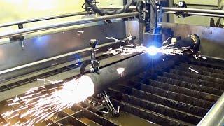Rotary cut a 110mm steel tube MPCNC - Plasmacutter