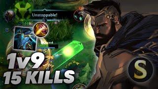 WILD RIFT | PANTHEON INSANE JUNGLE 1v9 IN SOLO RANKED ( 15 KILLS )