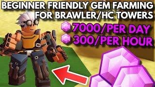 (2 TOWERS REQUIRED) SOLO HC FARMING FOR GEMS | GET BRAWLER/ENGI/ACCEL FAST | ROBLOX TDS