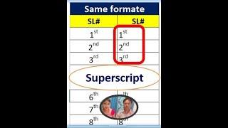 superscript with number excel | EXCEL