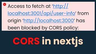 CORS errors in nextjs | How to fix CORS issues in your nextjs app?