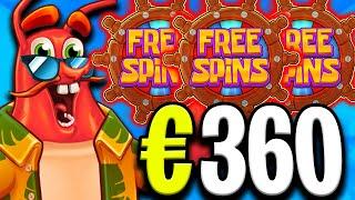 €360 MAX BET  NEW LOBSTER BOB SLOT  BONUS BACK TO BACK FREE SPINS‼️