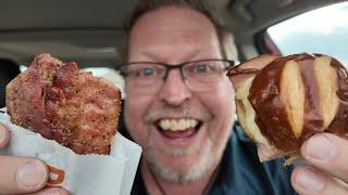 Dunkin' Ham & Swiss Pretzel Sliders AND Sweet Black Pepper Snackin' Bacon Review !