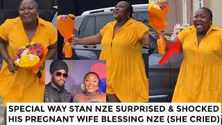 Try not to cry- actor Stan Nze surprised his pregnant wife Blessing Nze (SHE CRIED)