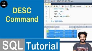 #11 DESC Command in SQL | SQL Tutorial