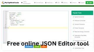 Edit your JSON file online with this free online JSON Editor Tool