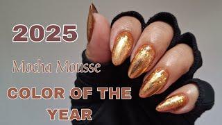 Mocha Mousse Nail Art Idea - Pantone Color of the Year Lucky Color 2025 - DIY NAILS for New Year