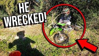 He CRASHED HARD ON My PITBIKE! First CRF110 Ride!
