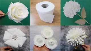 Magic Crafts with Toilet Paper ‍️ Easy White Flowers DIY for Home Decor  5 Handmade Tutorials 