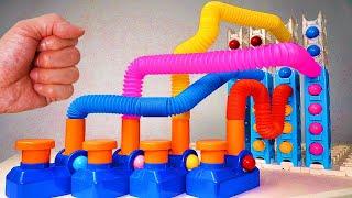 Pop Tube Marble Run Race ASMR # 3  Plumbing Mistakes  Creative Healing Sound Simple Machine Build