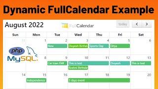 How to add and display events dynamically in fullcalendar js with PHP and MySQL | fullcalendar.io