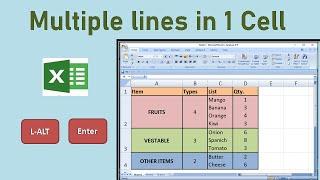 EXCEL: Multiple lines in one cell