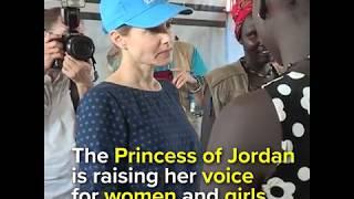 Princess Sarah with refugees from South Sudan