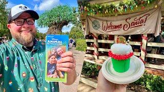 Disney’s Animal Kingdom 2024 | NEW Christmas Snacks & Meeting SANTA In Dinoland | Walt Disney World