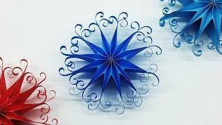 DIY 3D Quilling Paper Snowflakes | Christmas Tree Ornaments