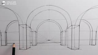 How to Draw Arches in One-Point Perspective for Beginners