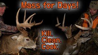 Two MASSIVE Ohio Bucks DOWN! | Deer Hunting with Bow and Gun.| Kill. Clean. Cook.