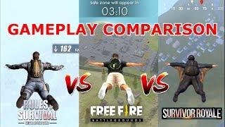 Rules Of Survival VS Free Fire VS Survivor Royale Comparison - Which is best for mobile?