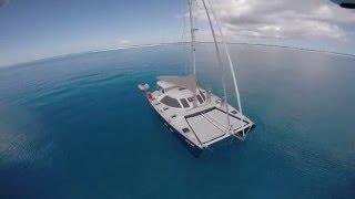 Mariner Drone video of Lagoon catamaran at East Diamond Islet (Coral Sea)