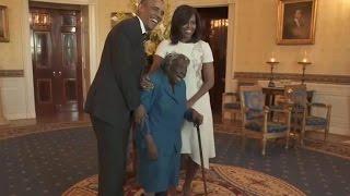 Watch: 106-year-old woman's priceless reaction to meeting the Obamas