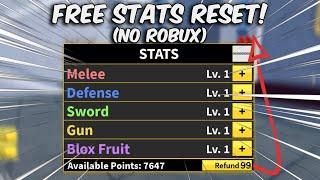 How To Get FREE Stats Reset In Blox Fruits! - ( 2 MINUTES! )