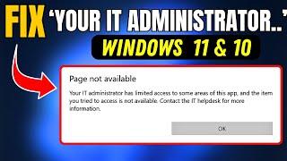 FIX: Page Not Available Your It Administrator Has Limited Access Windows 11/10