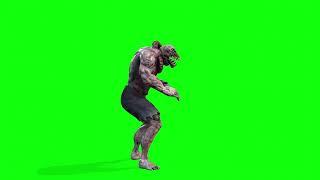 Zombie monster looking left 4k green screen