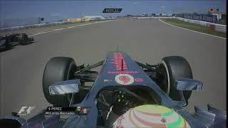Sergio Perez onboard overtake on Pastor Maldonado German GP 2013