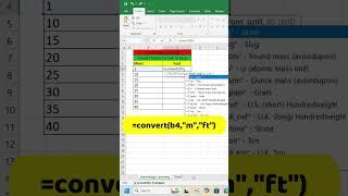 How to Convert Meters to Feet in Excel with CONVERT Function in #excel #excelshortcuts #msexcel