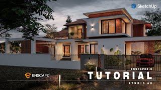 ENSCAPE TUTORIAL | DAWN | RESIDENCE RENDER EXTERIOR | SKETCHUP