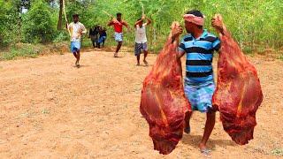 GIANT BEEF LEG RECIPE | Village Hunter Biggest THIEF In The Village man To Cooking and Eat Delicious